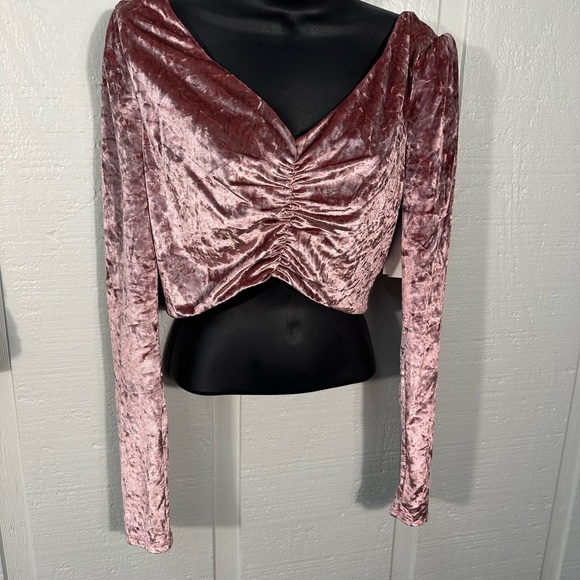 WaYF Pink Velveteen Crop Top Size Small NWOT - Picture 3 of 9